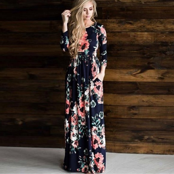 Last 4 Summer/ Fall  floral maxi dress pocket 🌸🌼 - Picture 3 of 7